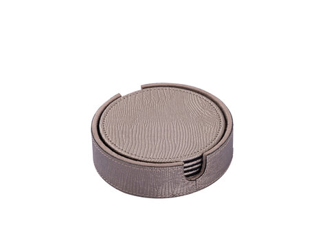 PTMD Collection Onderzetter Rafal Champagne vegan leer rond 6 stuks