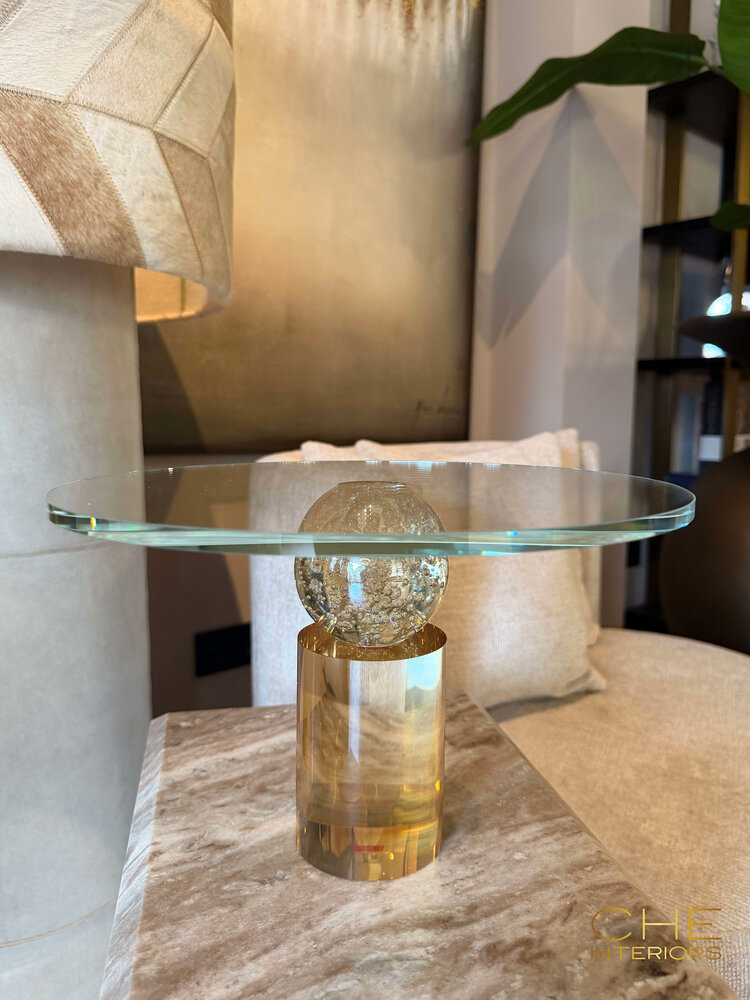 Plateau Lumina op standaard luster glas transparant goud
