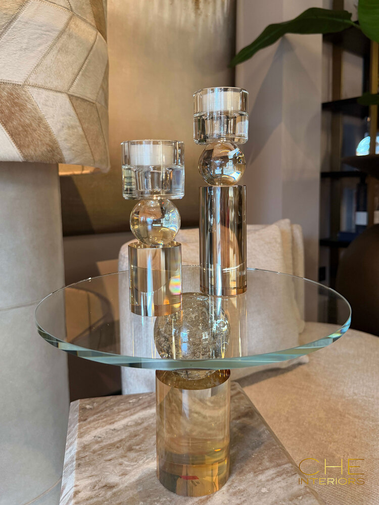 Plateau Lumina op standaard luster glas transparant goud