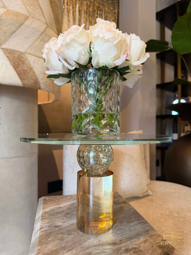 Plateau Lumina op standaard luster glas transparant goud
