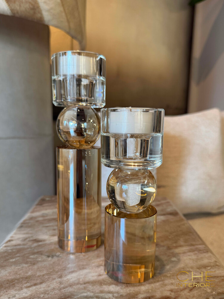 Kandelaar Lumina luster glas transparant goud M