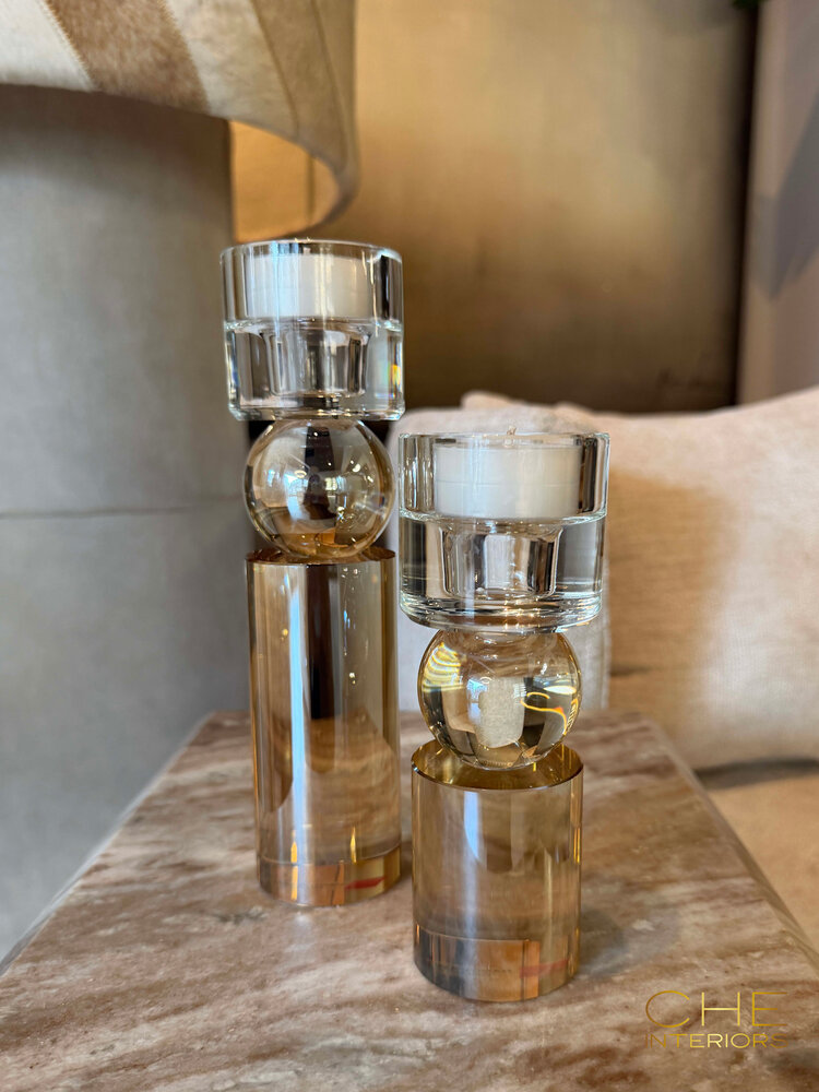 Kandelaar Lumina luster glas transparant goud S