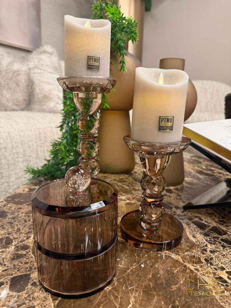 Kandelaar Aura luster glas bruin S