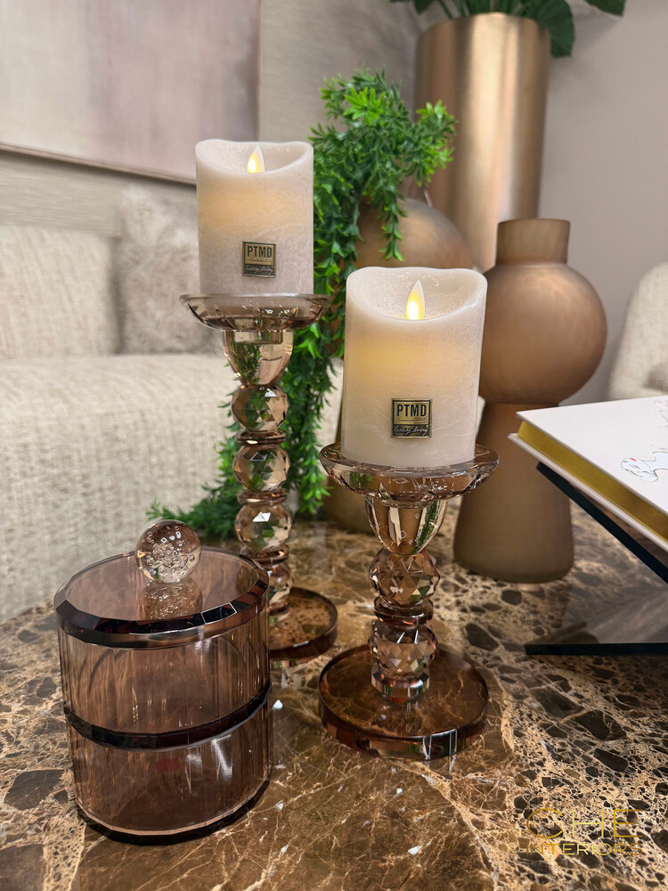 Kandelaar Aura luster glas bruin S