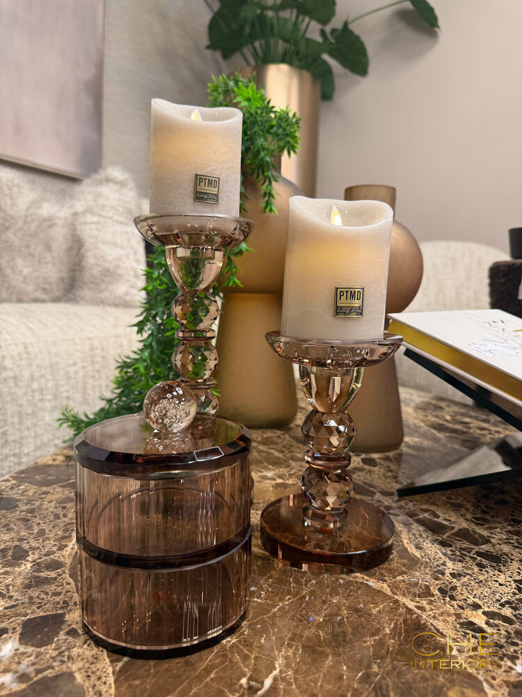 Kandelaar Aura luster glas bruin L