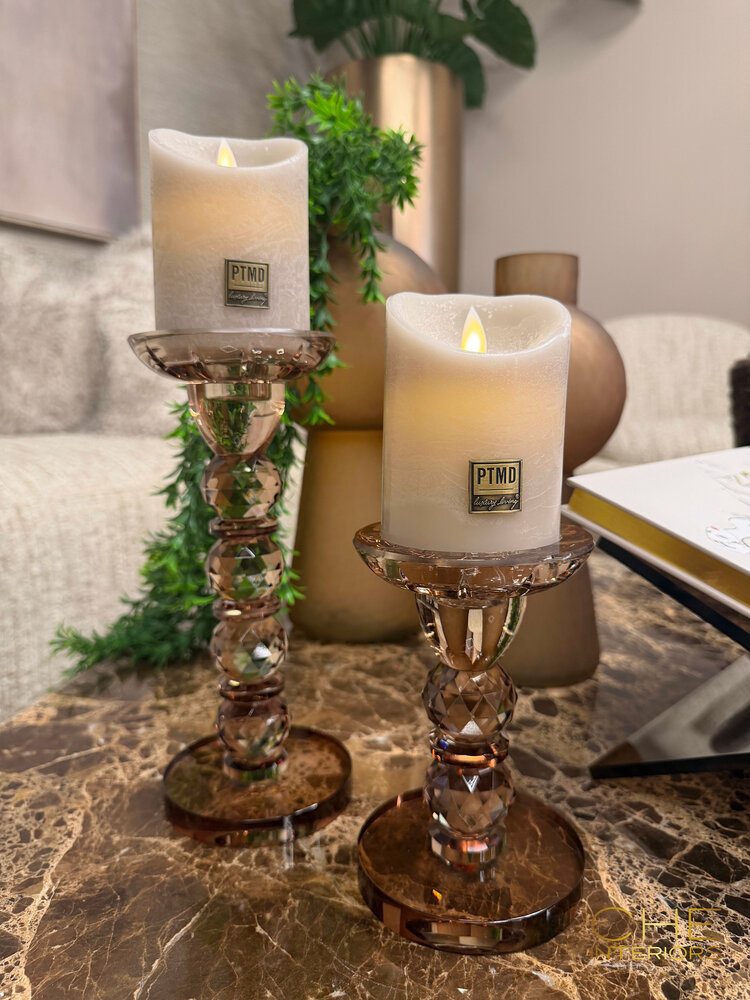 Kandelaar Aura luster glas bruin S