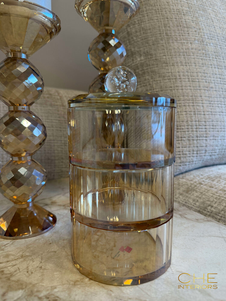 Opbergpot Aurelia luster glas goud 3 lagen