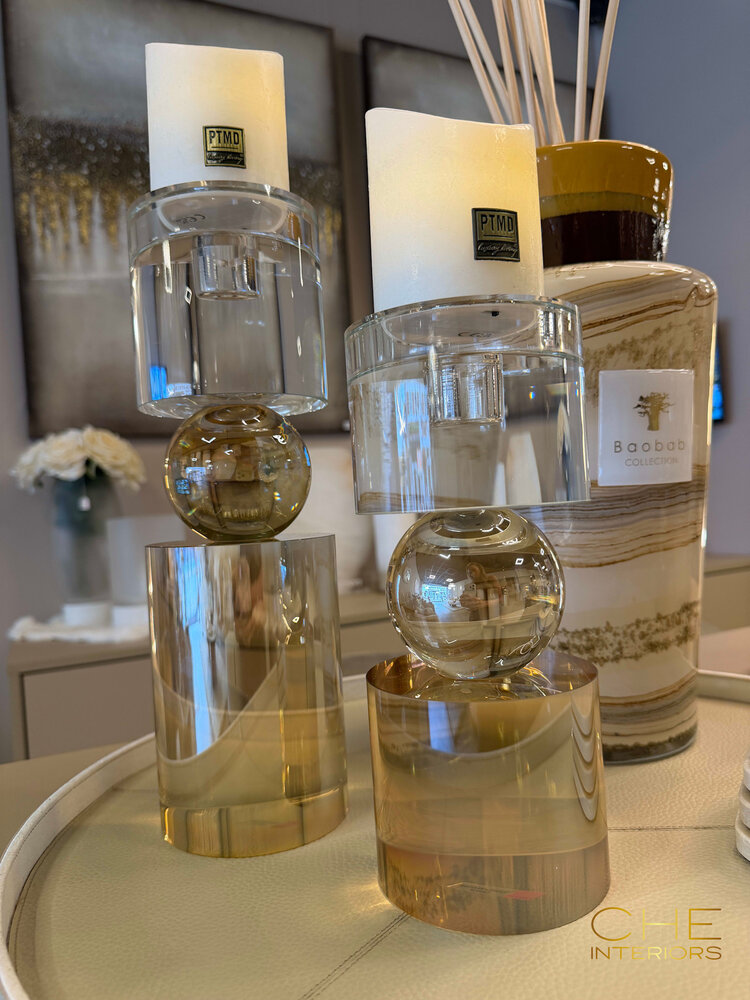 Kandelaar Lumina luster glas transparant goud L