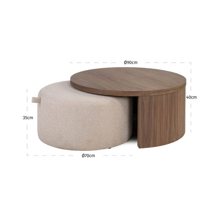 Richmond Interiors Salontafel Windsor Walnoot Fineer Set van 2