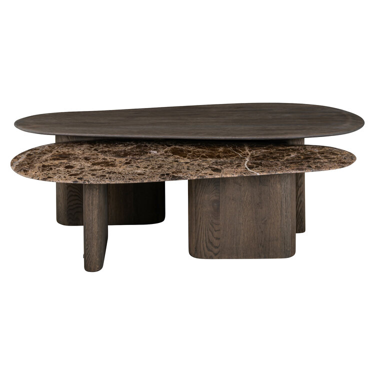 Richmond Interiors Salontafel Castello Smoked charchoal Set van 2