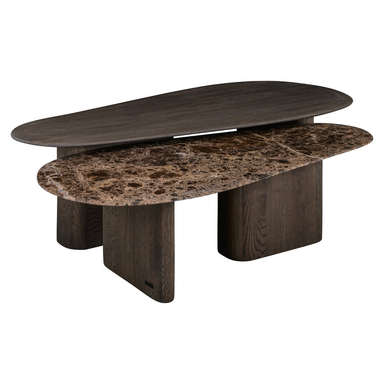 Richmond Interiors Salontafel Castello Smoked charchoal Set van 2