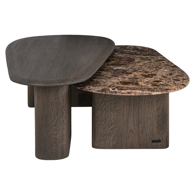 Richmond Interiors Salontafel Castello Smoked charchoal Set van 2