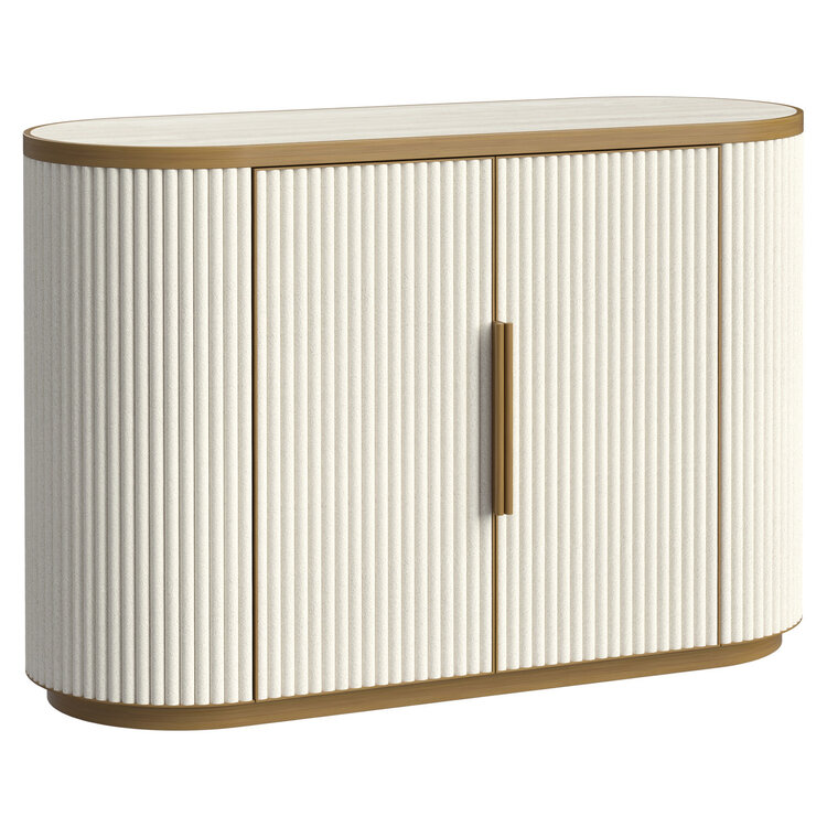 Richmond Interiors Dressoir Tivoli white ovaal keramiek wit goud