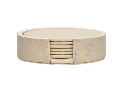Chamada Onderzetter effen rond Lauren XS set van 6 beige