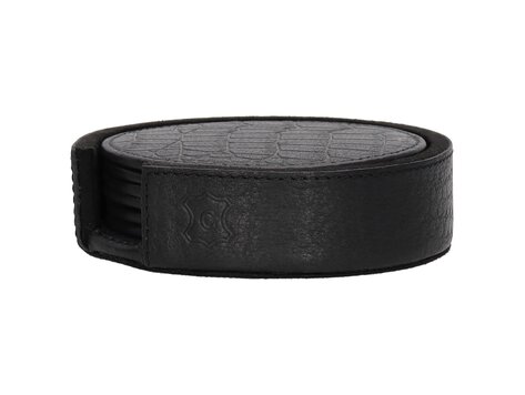 Chamada Onderzetter croco rond Merel XS set van 6 zwart
