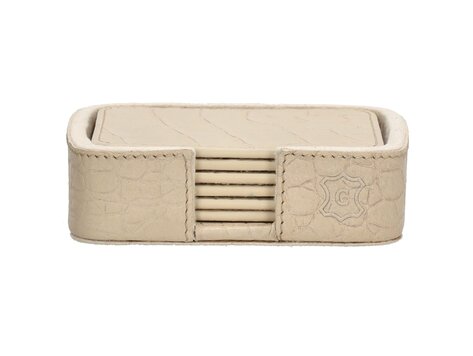Chamada Onderzetter croco vierkant Carmen XS set van 6 beige