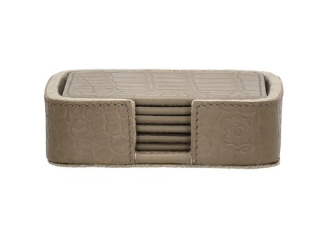 Chamada Onderzetter croco vierkant Carmen XS set van 6 taupe