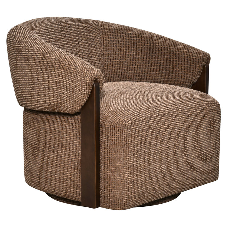 Richmond Interiors  Loungestoel Fauteuil Marina brown blockweave draaibaar