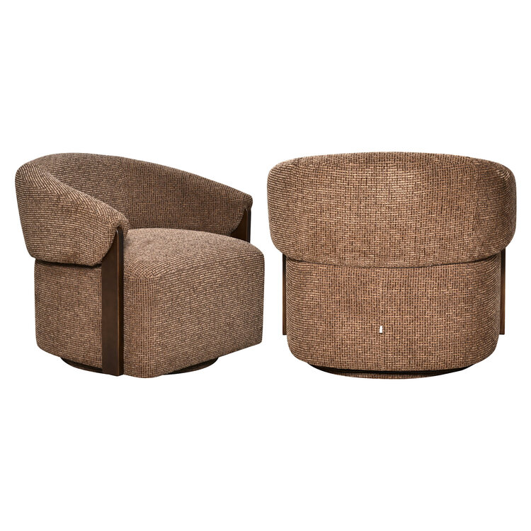 Richmond Interiors  Loungestoel Fauteuil Marina brown blockweave draaibaar