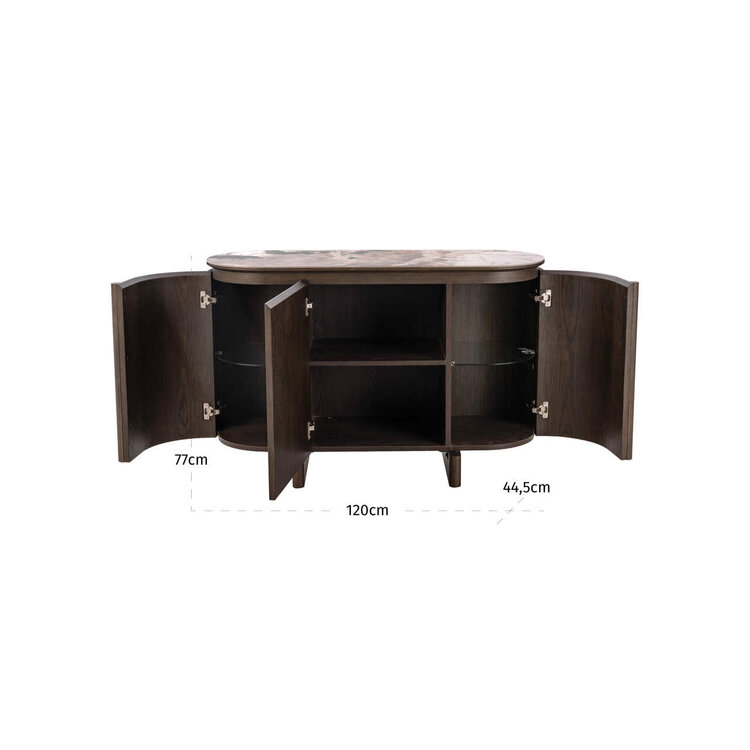 Richmond Interiors Dressoir Langford Brown Eiken Keramiek 3 deuren