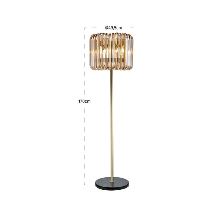 Richmond Interiors Vloerlamp Channa bronze glas marmer