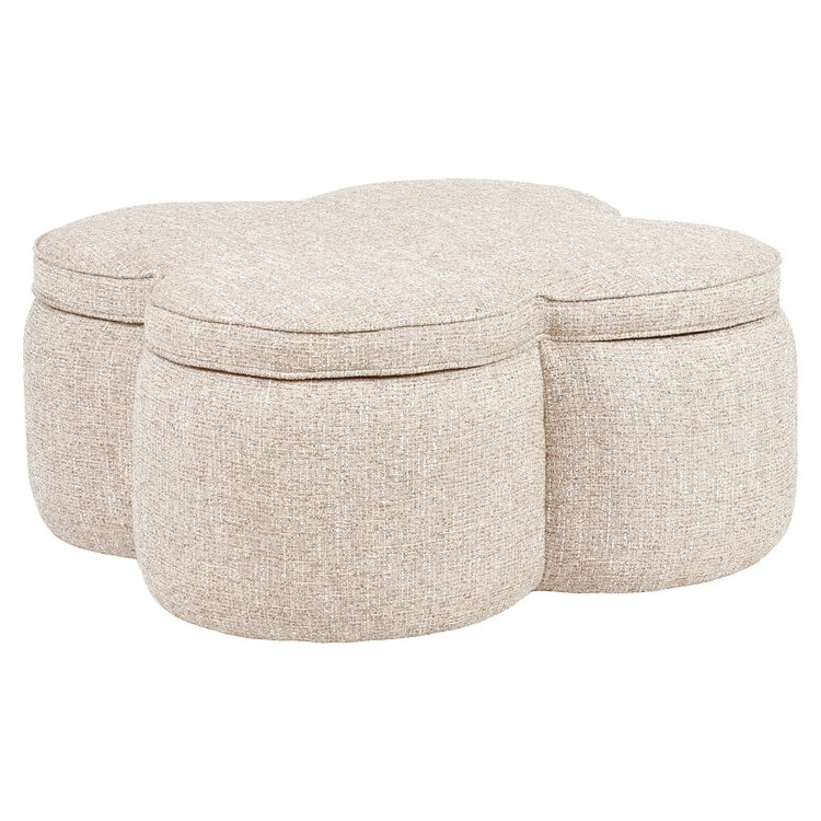 Richmond Interiors Poef voetenbankje Corbeau sand tweed met opbergruimte