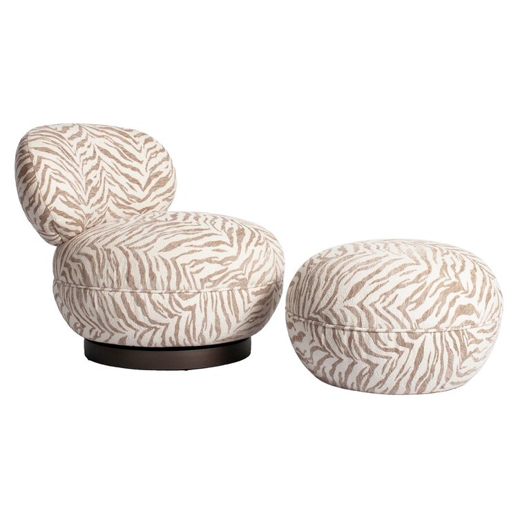 Richmond Interiors Poef voetenbankje Jace beige tiger