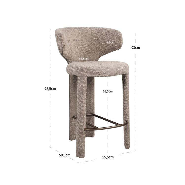 Richmond Interiors Counterstoel Viola mocca chunky