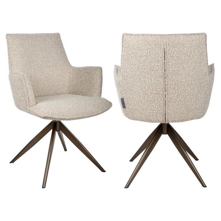 Richmond Interiors Eetkamerstoel Dakota natural chunky swivel with arm