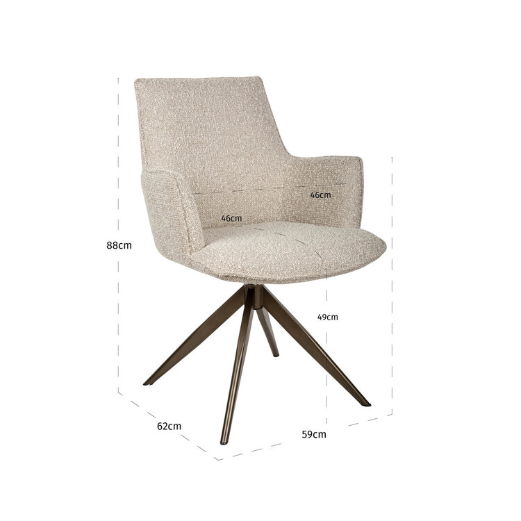 Richmond Interiors Eetkamerstoel Dakota natural chunky swivel with arm