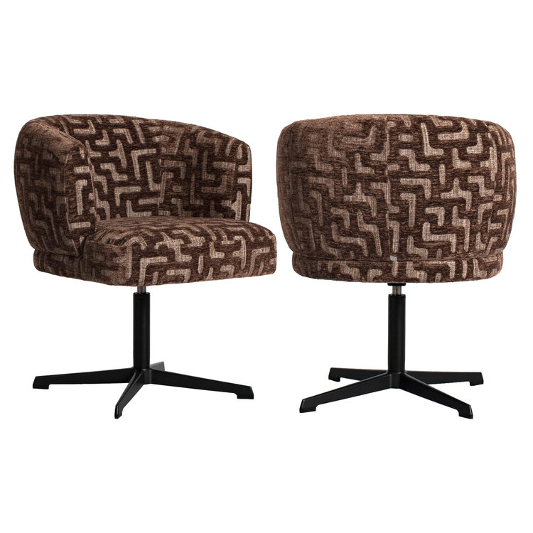Richmond Interiors Eetkamerstoel Dinan brown labyrinth fire retardant