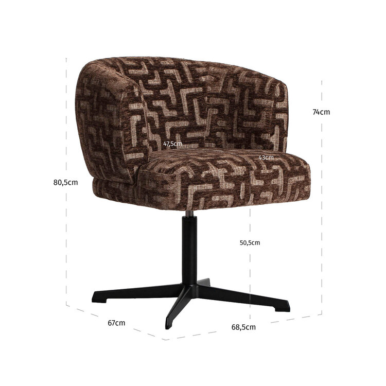 Richmond Interiors Eetkamerstoel Dinan brown labyrinth fire retardant