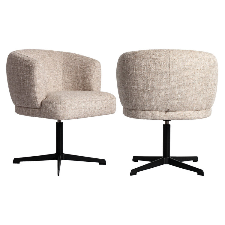 Richmond Interiors Eetkamerstoel Dinan cream tweed fire retardant - swivel
