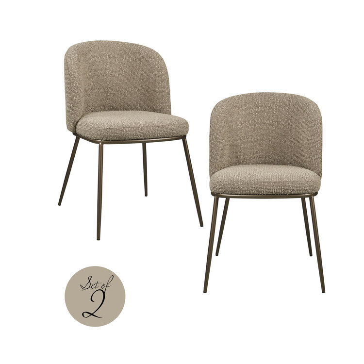 Richmond Interiors Eetkamerstoel Elvi mocca chunky fire retardant (Set of 2)