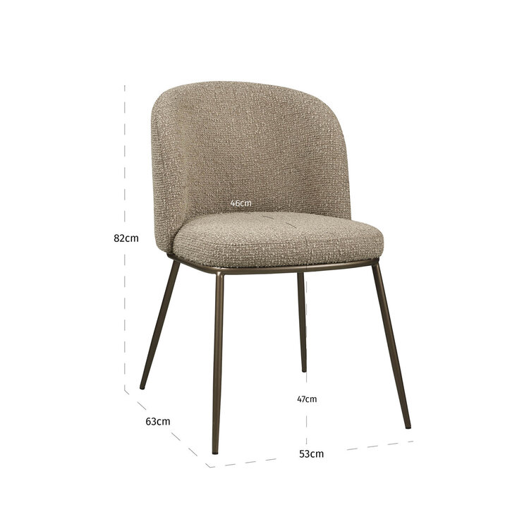 Richmond Interiors Eetkamerstoel Elvi mocca chunky fire retardant (Set of 2)