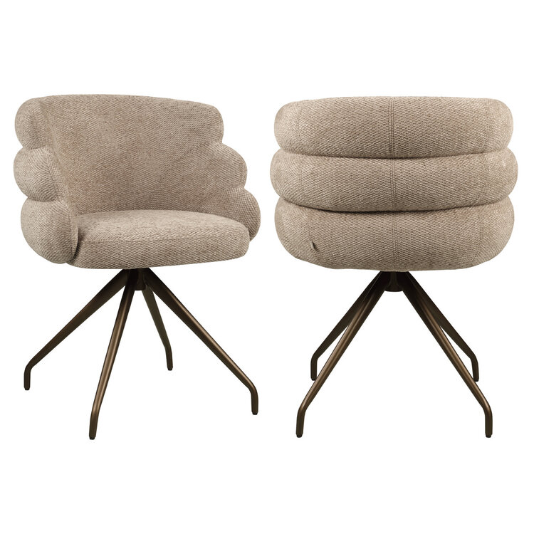 Richmond Interiors Eetkamerstoel Kayla mocca boldweave swivel