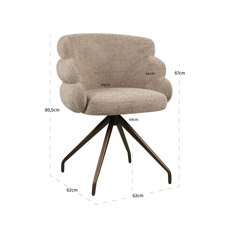 Richmond Interiors Eetkamerstoel Kayla mocca boldweave swivel