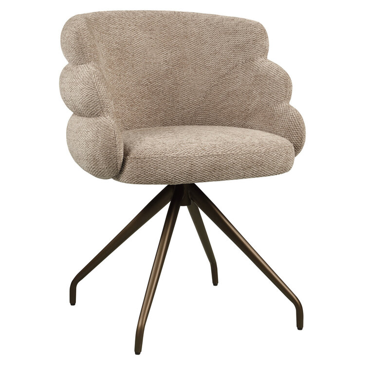 Richmond Interiors Eetkamerstoel Kayla mocca boldweave swivel