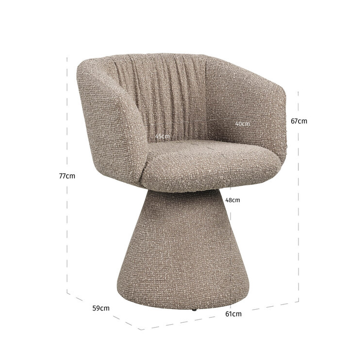 Richmond Interiors Eetkamerstoel Madeline mocca chunky draaibaar