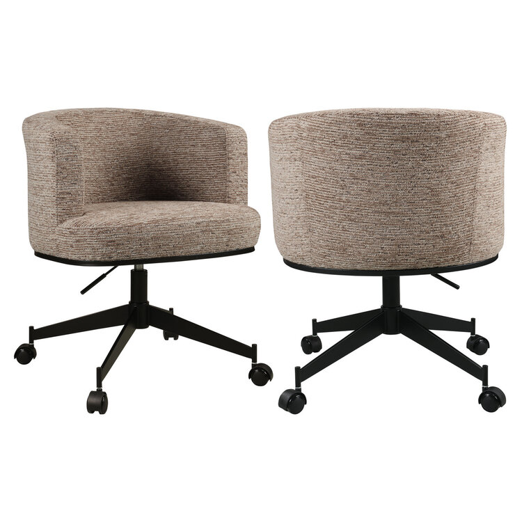 Richmond Interiors Eetkamerstoel Rochenne mocca linear swivel on wheels