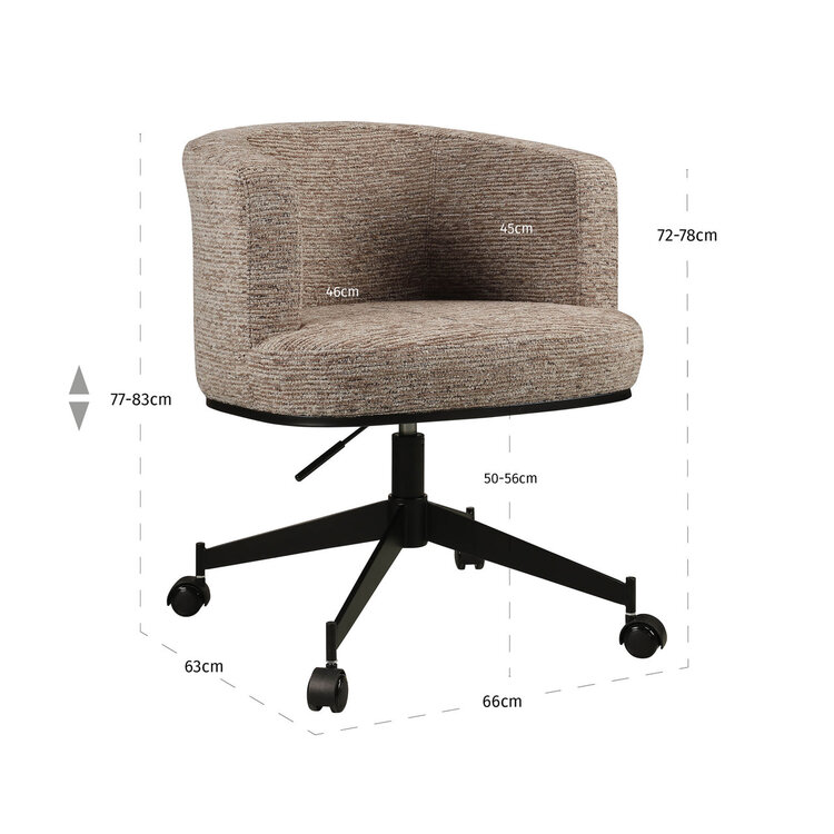 Richmond Interiors Eetkamerstoel Rochenne mocca linear swivel on wheels
