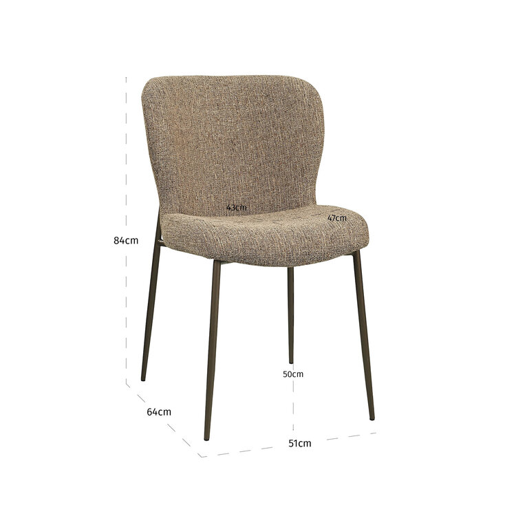 Richmond Interiors Eetkamerstoel Odarby brown tweed  Set van 2
