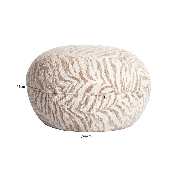 Richmond Interiors Poef voetenbankje Jace beige tiger