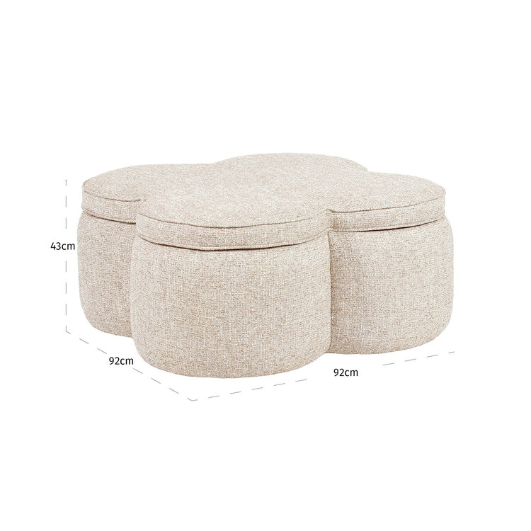 Richmond Interiors Poef voetenbankje Corbeau sand tweed met opbergruimte