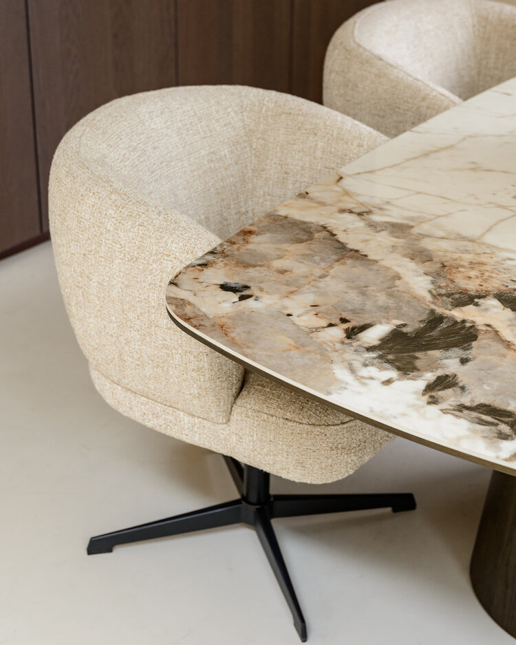 Richmond Interiors Eettafel Langford Brown Eiken Keramiek ovaal 200 cm