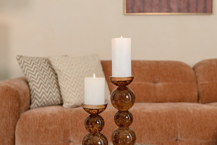 Richmond Interiors Kandelaar Jolita brown bruin glas klein