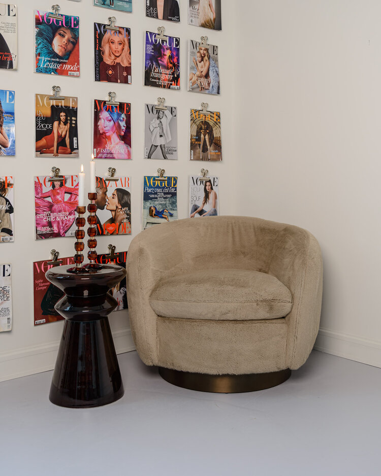 Richmond Interiors Lounge stoel Fauteuil Colmar khaki fluffy draaibaar