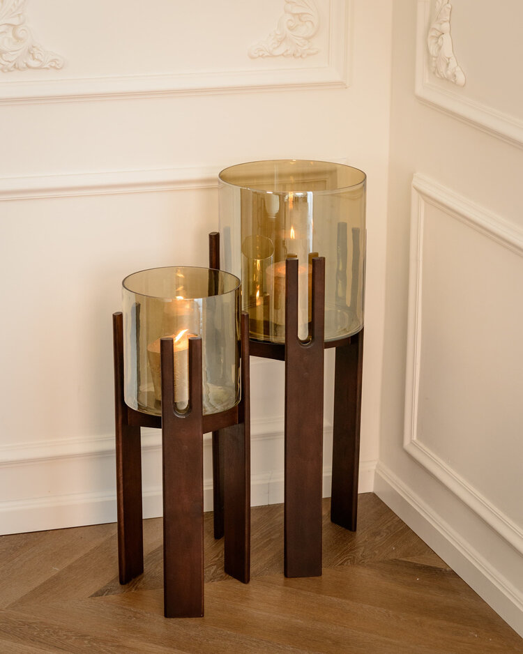 Richmond Interiors Windlicht Paige walnut klein