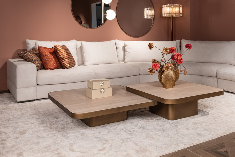 Richmond Interiors Salontafel Claridge beige cumulus 90x90 cm