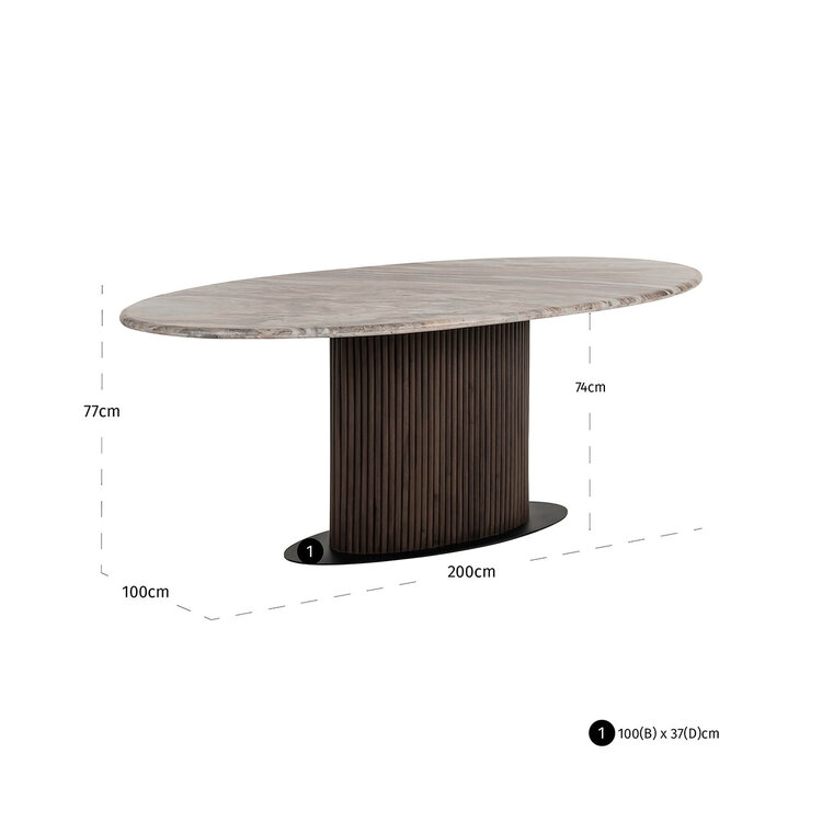 Richmond Interiors Eettafel Rashford Blush beige ovaal 200 cm